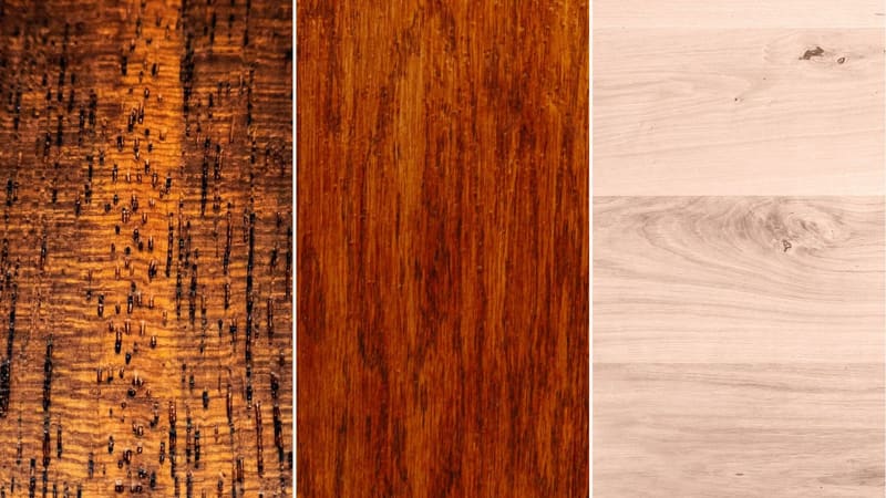 Domestic hardwoods side by side: walnut, cherry and maple